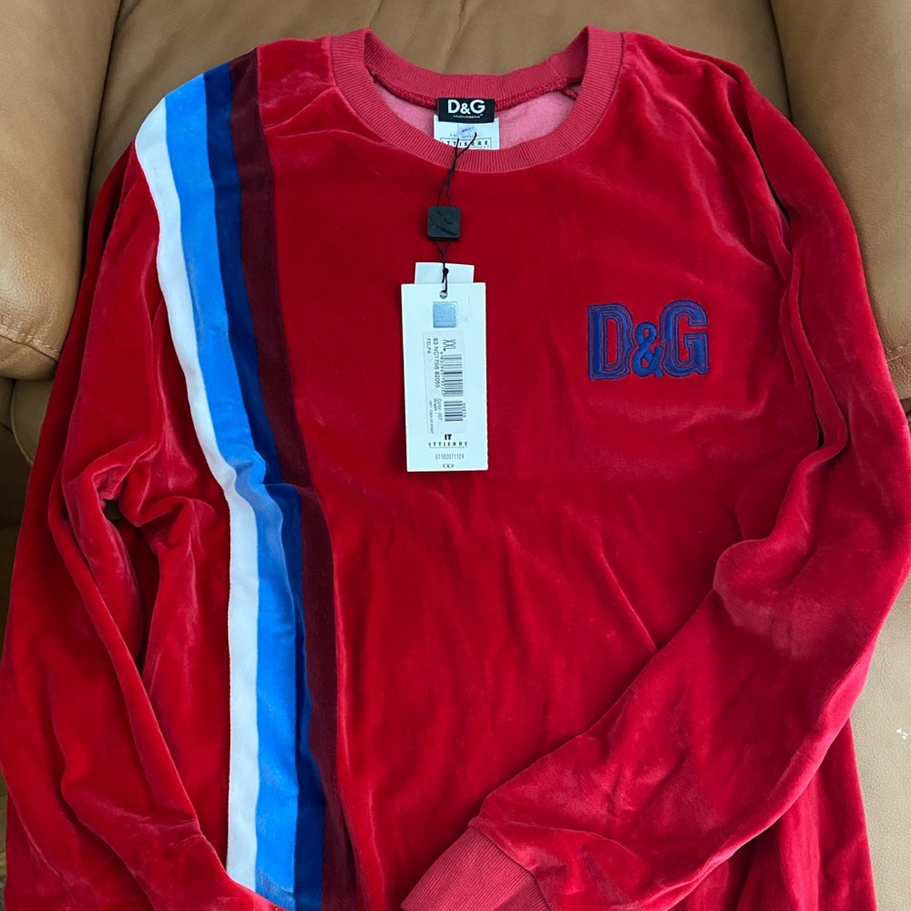 Men’s Vintage Dolce and Gabbana Suede Sweater/Pullover, NWT, size XXL